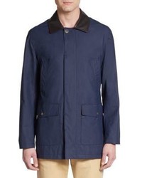 Cole Haan Leather Collar Cotton Nylon Jacket