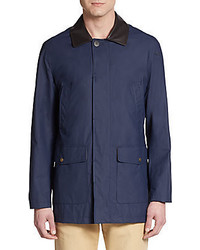 Cole Haan Leather Collar Cotton Nylon Jacket