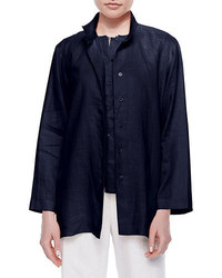 Go Silk Linen Button Front Jacket Plus Size
