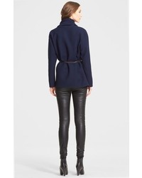Lanvin Shawl Collar Stretch Woven Jacket With Leather Belt