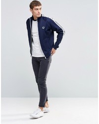 Fred Perry Track Jacket With Taped Sleeve In Navy