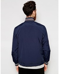 Wood Wood Jacket With Funnel Neck Fasten In Navy