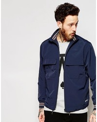 Wood Wood Jacket With Funnel Neck Fasten In Navy