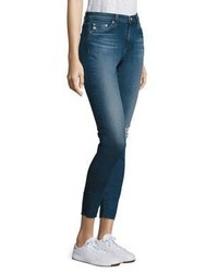 AG Jeans Ag Middi Distressed Raw Hem Skinny Jeans