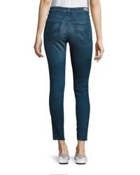 AG Jeans Ag Middi Distressed Raw Hem Skinny Jeans