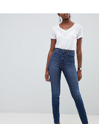 Asos Tall Asos Design Tall Farleigh High Waist Slim Mom Jeans In Dark Wash Textured Stripe