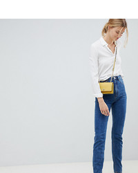 Asos Tall Asos Design Tall Recycled Farleigh High Waist Slim Mom Jeans In Flat Blue