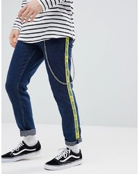 ASOS DESIGN Asos Slim Jeans In Indigo With Text