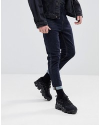 ASOS DESIGN Asos Tapered Jeans In Indigo With Nep