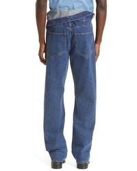 Y/Project Asymmetric Waist Organic Cotton Jeans In Navy At Nordstrom
