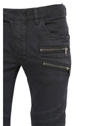 Balmain 17cm Biker Stretch Cotton Denim Jeans