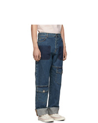 JW Anderson Blue Shaded Multi Pocket Jeans