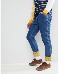 Wrangler Blue Yellow Slim Tapered Jeans