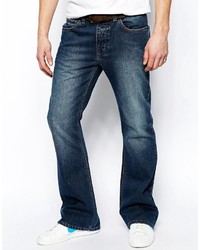 Asos Brand Flare Jeans In Mid Wash