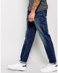 Asos Brand Stretch Straight Jeans In Mid Blue