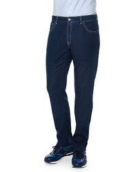 Stefano Ricci Contrast Stitch Five Pocket Denim Jeans Blue