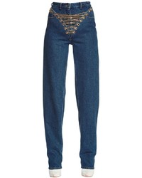 Y/Project Cotton Denim Jeans W Lace Up Chains