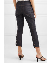 Rokh Cropped High Rise Straight Leg Jeans