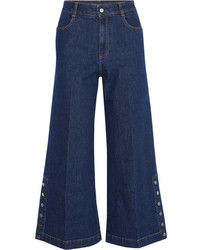 Stella McCartney Cropped High Rise Wide Leg Jeans Dark Denim