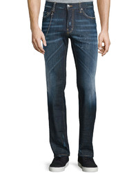 DSQUARED2 Dean Paint Splatter Denim Jeans With Chain Blue