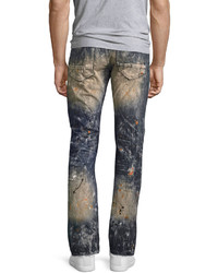 PRPS Demon Erosion Paint Splatter Slim Jeans Indigo