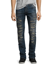 PRPS Demon Slashed 3d Crinkle Denim Jeans Indigo