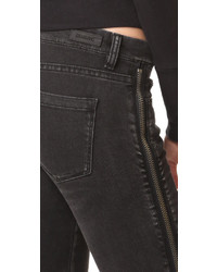 Blank Denim Side Zipper Jeans