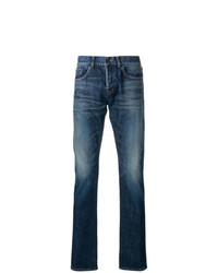 Saint Laurent Distressed Mid Rise Straight Jeans
