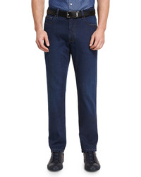 Ermenegildo Zegna Five Pocket Regular Fit Stretch Denim Jeans Blue