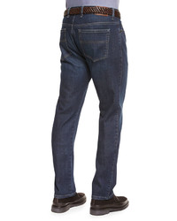 Ermenegildo Zegna Five Pocket Stretch Denim Jeans Navy