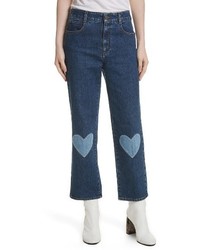 Stella McCartney Heart Patch High Waist Crop Jeans