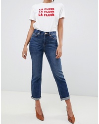 Oasis High Rise Straight Leg Jeans In Mid Wash
