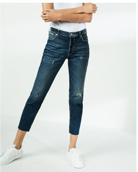 Express High Waisted Cropped Girlfriend Jeans