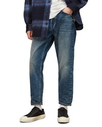 AllSaints Jack Damaged Selvedge Tapered Crop Jeans In Indigo At Nordstrom
