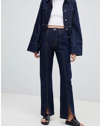 Weekday Limited Collection Mom Jeans With Front Seam And Slit Hem