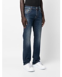 Billionaire Logo Patch Straight Leg Denim Jeans