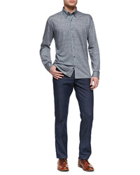 Ermenegildo Zegna Long Sleeve Linen Jersey Shirt Summer Denim Jeans