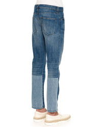 Valentino Medium Wash Jeans With Bleach Detail Blue