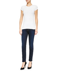 7 For All Mankind Mid Rise Dark Skinny Jeans