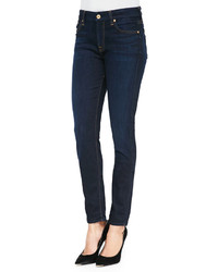 7 For All Mankind Mid Rise Dark Skinny Jeans