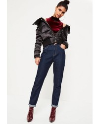 Missguided Navy High Rise Mom Jeans