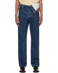 Y/Project Navy Classic Asymmetric Waist Jeans