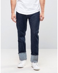 Weekday People Fold Over Jean In Contrast Blue Wash