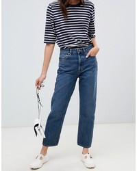 ASOS DESIGN Recycled Florence Authentic Straight Leg Jeans In London Blue Wash