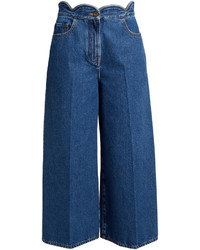 Valentino Scallop Edged Wide Leg Cropped Jeans