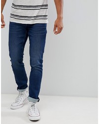 ONLY & SONS Slim Fit Jeans With Washed Detail In Mid Blue Denim