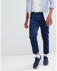 ASOS DESIGN Slim Jeans In Indigo With D Ring Belt