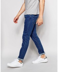 Pull&Bear Slim Jeans In Mid Wash Blue