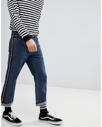 Mennace Straight Cropped Jeans With Side Tape