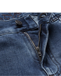 Canali Stretch Cotton And Cashmere Blend Denim Jeans